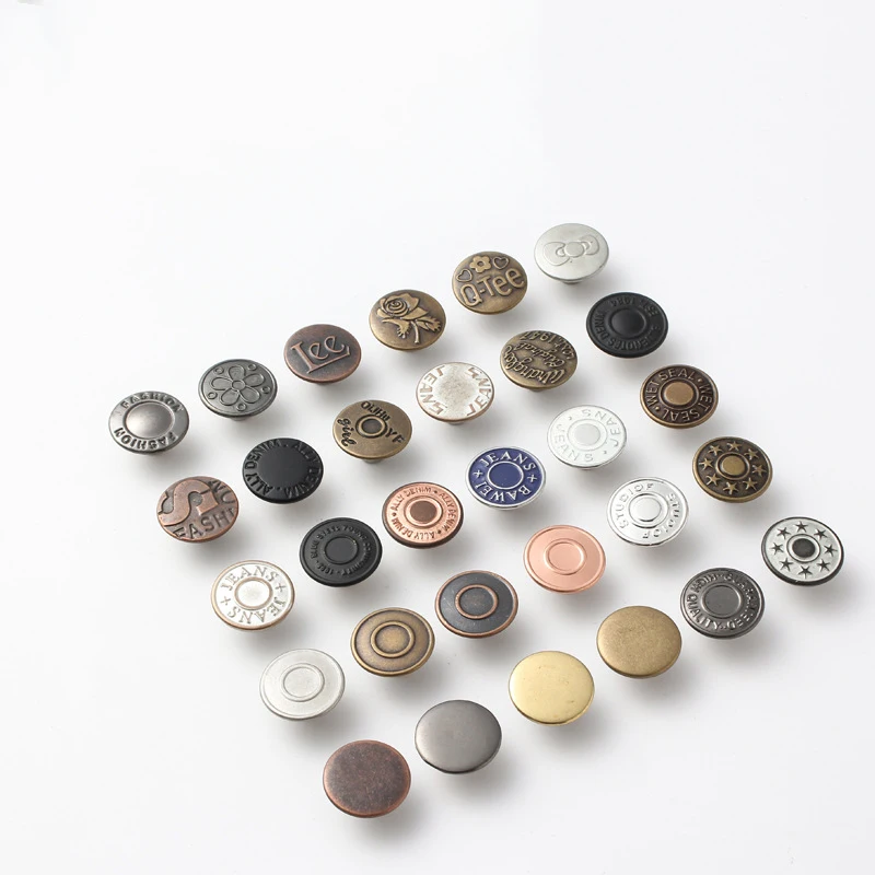 Custom Exquisite Jeans Buttons With Rivets Metal Jean Buttons For Clothes