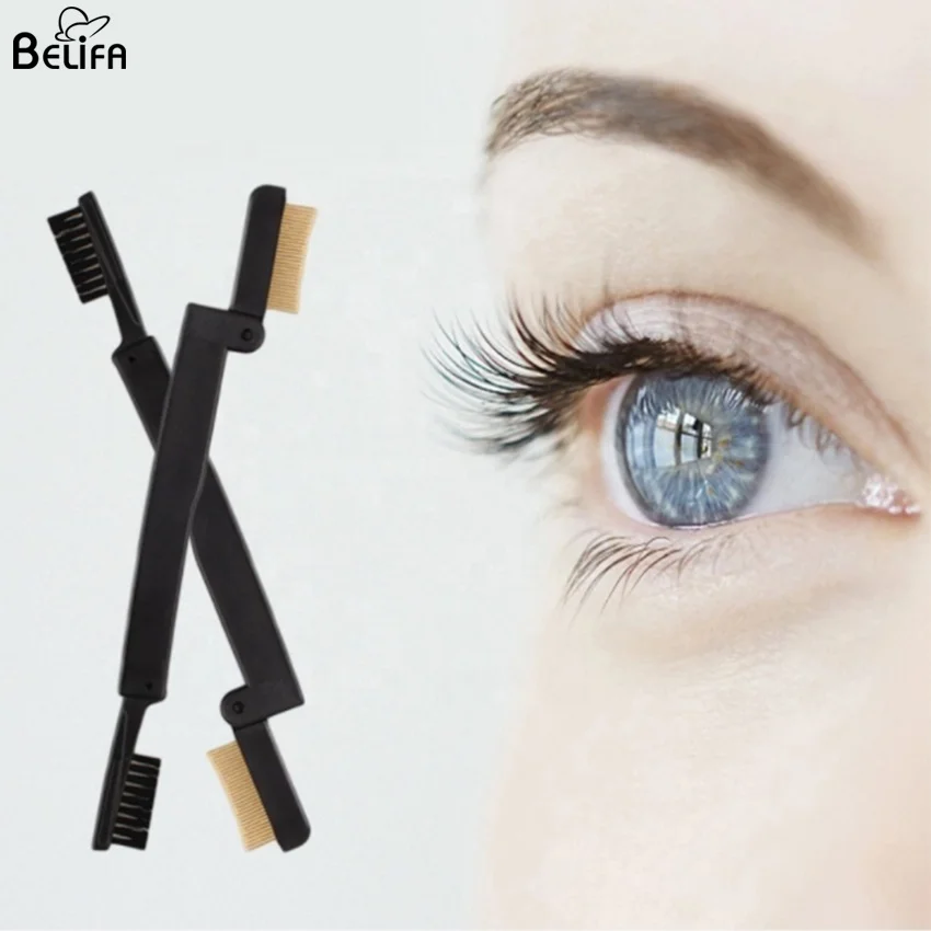Складной стол, ненатуральные искусственные сепаратор Двусторонняя двойного конца тушь для ресниц аппликатор кисть для бровей бигуди eyalash гребень с металлическими зубьями