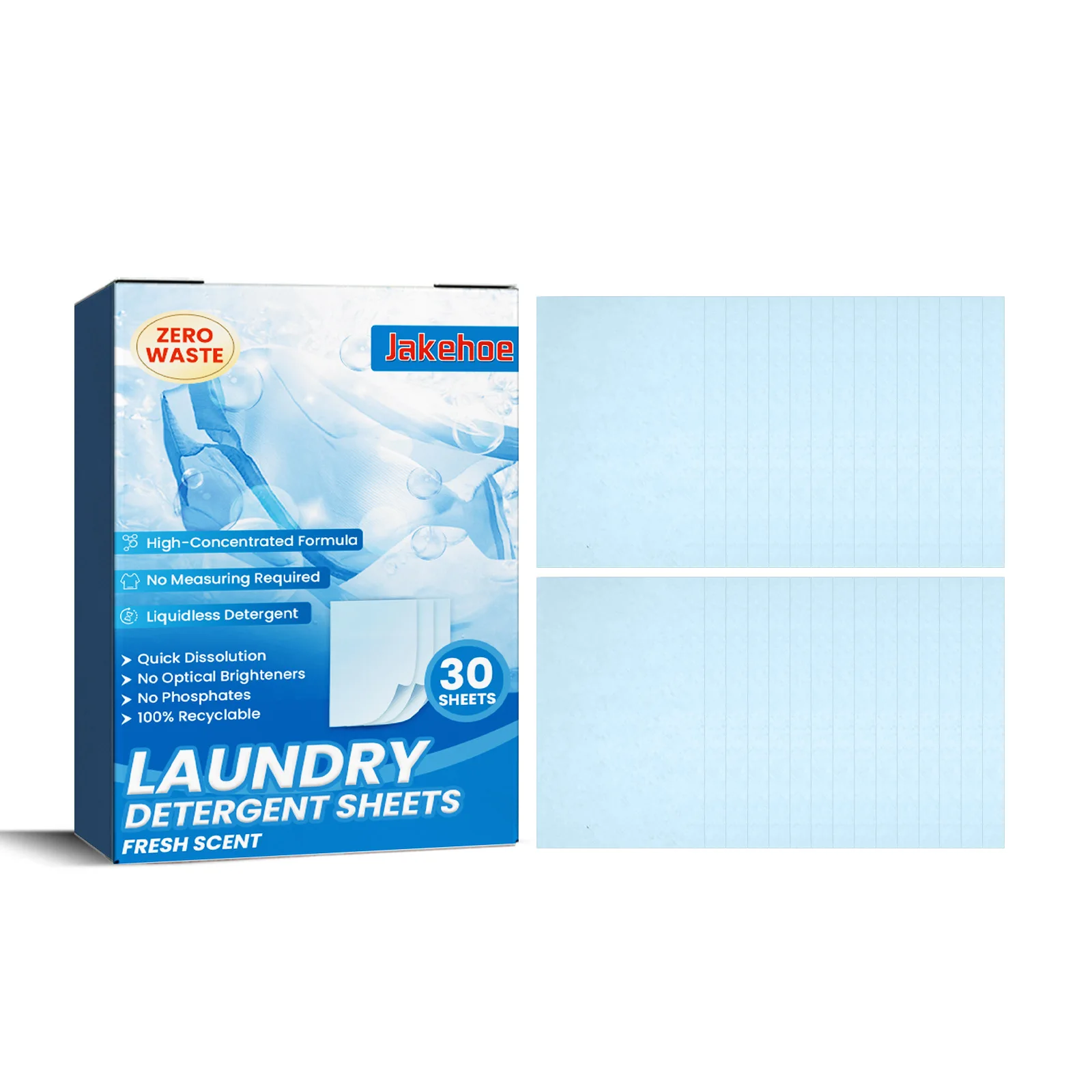 Eco-Friendly Laundry Detergent Tablets Strong Stain Removal Instant Concentrated Sheets Biodegradable
