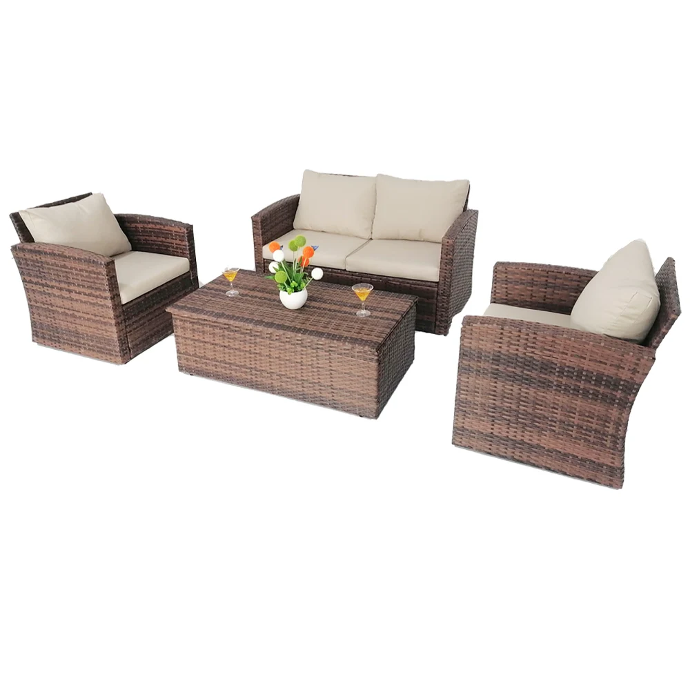 2023 Latest 5pcs Luxury Patio Furniture Set Garden Furniture Outdoor Rattan