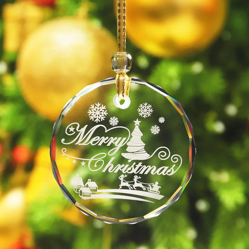 Honor of crystal Best Selling Customized Logo Folk Art Polished K9 Crystal Blank Engrave Home Exquisite Decoration Christmas Cry