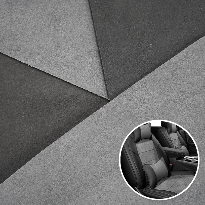 0.8mm Thick Black Suede Nappa Leatheroid Auto Seat Cover Elastic Anti-Mildew Organic Water Scratch Resistant Made Recycled