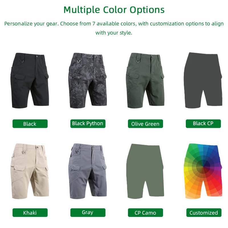 Wholesale Summer Outdoor Combat Tactical Shorts Solid Color Training Quarter Pants Cargo Shorts for Men Casual Woven Front