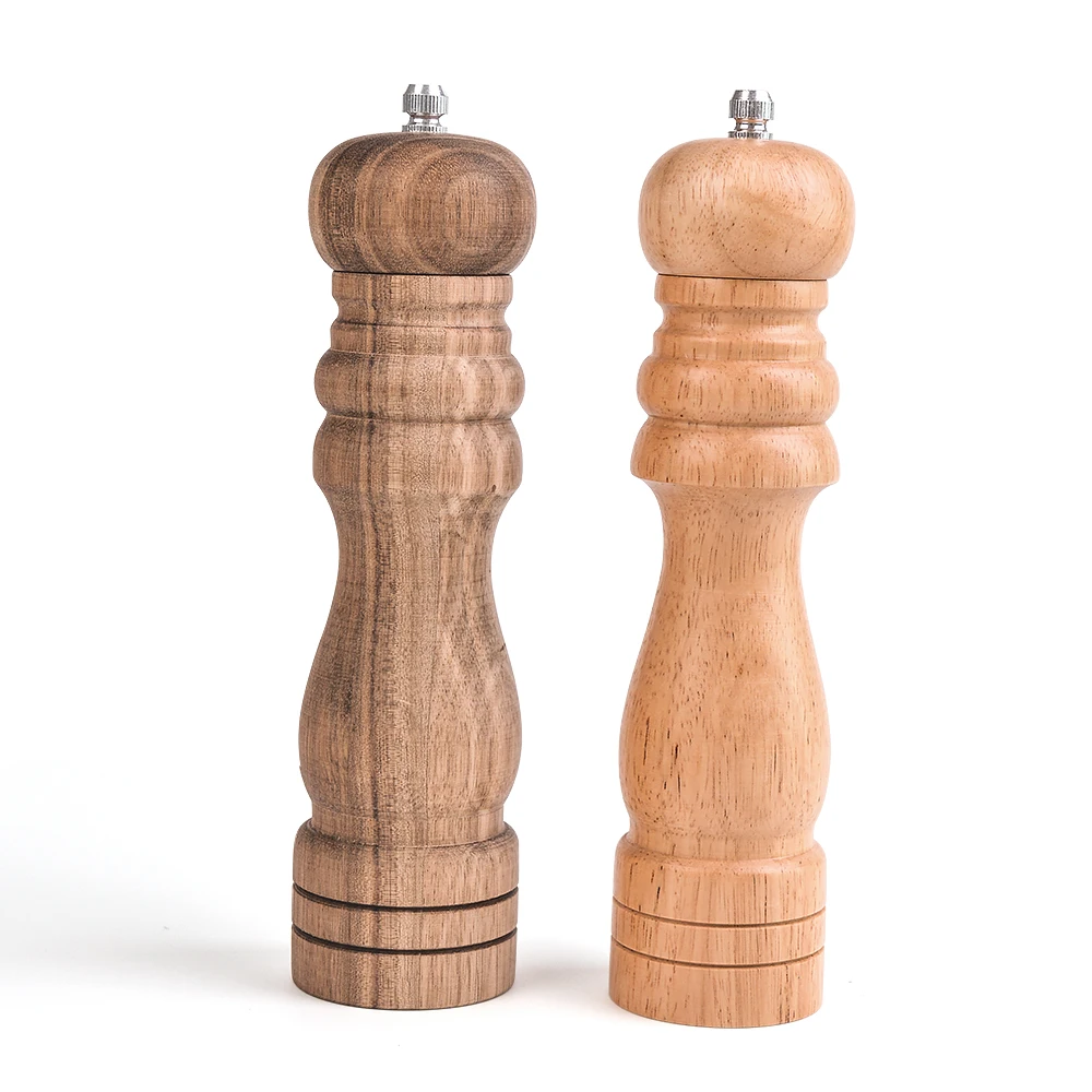 TAOTAOJU kitchen accessories custom manual sea salt grinder rubber wood salt and pepper grinder set acacia wood pepper shaker