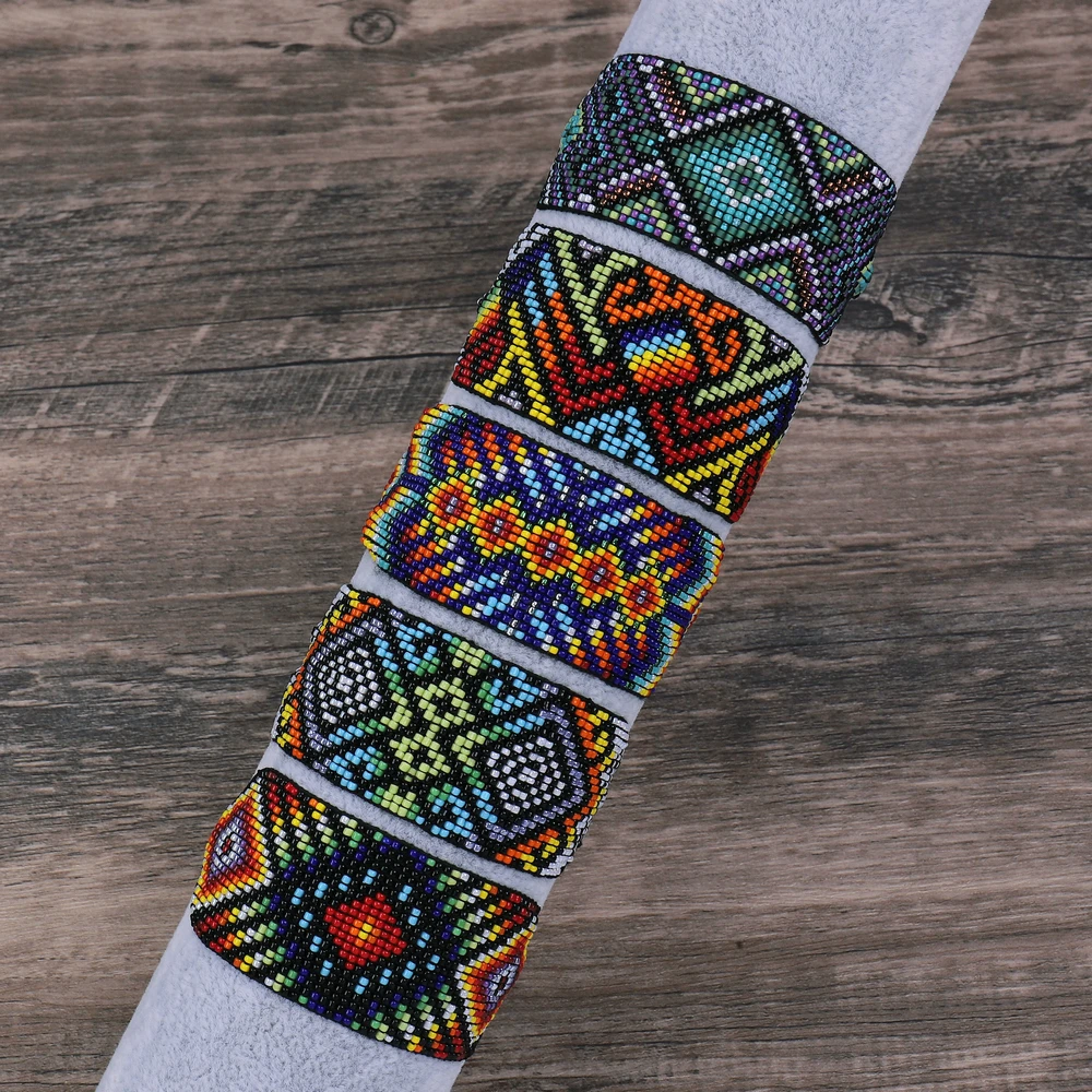 Bohemian Colorful Miyuki Bead Bracelet Miyuki Delica Handmade Beaded Eye Bracelet Seed Bead Bracelet Jewelry