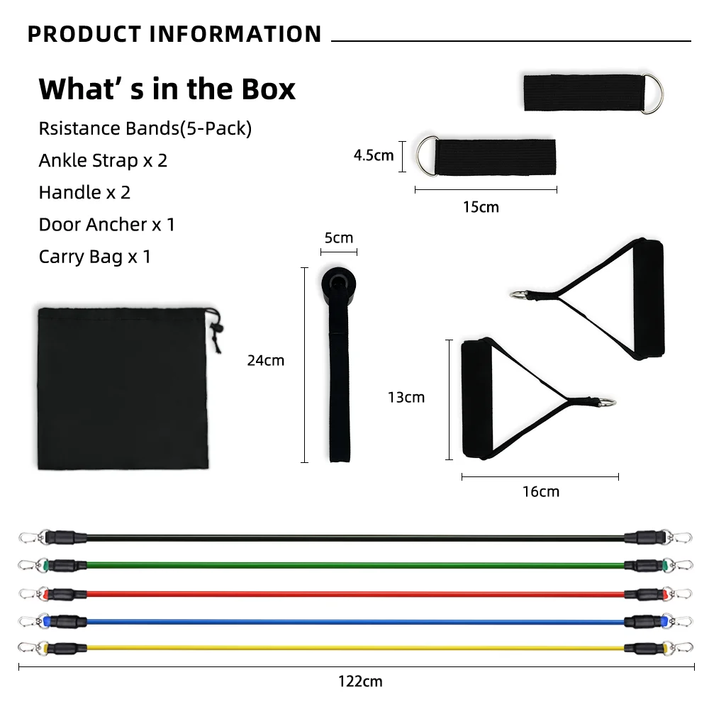 GEDENG 2023 Home Gym Strong Rubber Stretch Fitness Sets 11Pcs Exercise Workout Resistance Elastic Bands