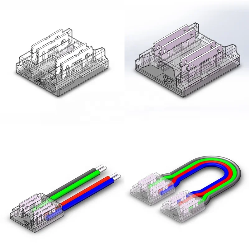 2022 Solderless Connector For 5mm 8mm 10mm RGB Single Color Cob Led Strip Connector 2 Pin 3 Pin 4 Pin