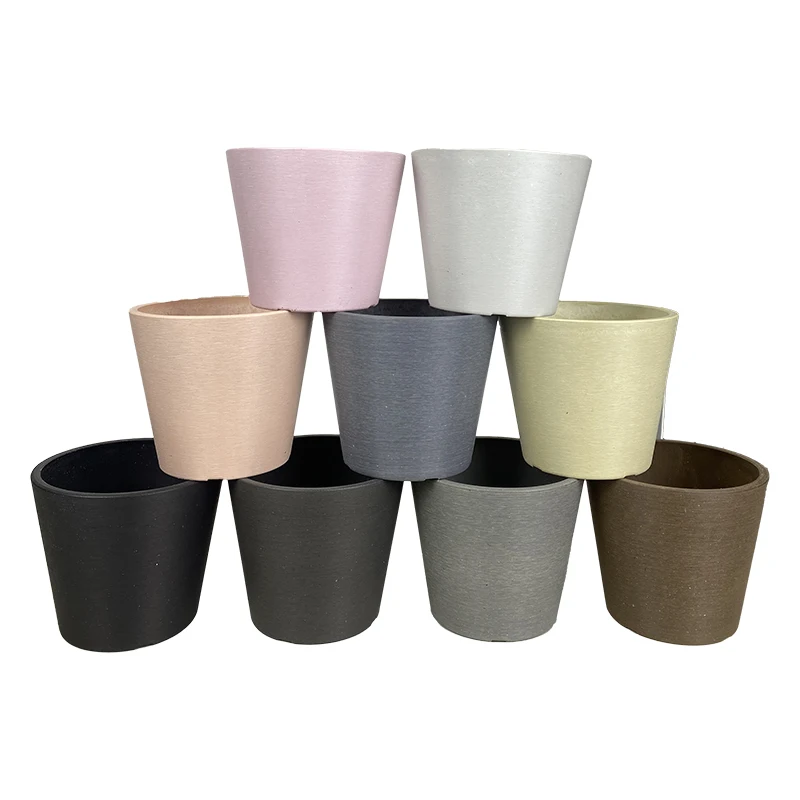 Garden Flower Plastic Plant Pots Grain Lines Flower Pot Home Decoration Factory Wholesales Round Shape Outdoor Hand Carved 0.2kg