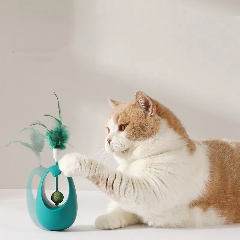 Wholesale Tumbler Catnip Toy Tumbler Feather Custom Logo Plastic Interactive Toy for Cats