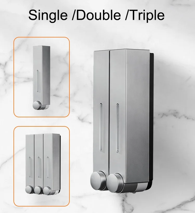 Shower dispenser modern wall magnetic quality twin soap and dry shampoo dispenser pump white for shower wall abs 3 chamber