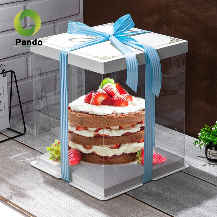 Food packaging customized transparent plastic clear cake boxes wholesale caja para pastel