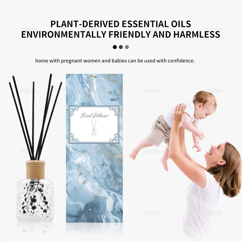 Luxury OEM 120Ml Aromatherapy Essential Oil Room Fragrance Perfume Ceramic Bottle Reed Diffuser Set with Wood Flower