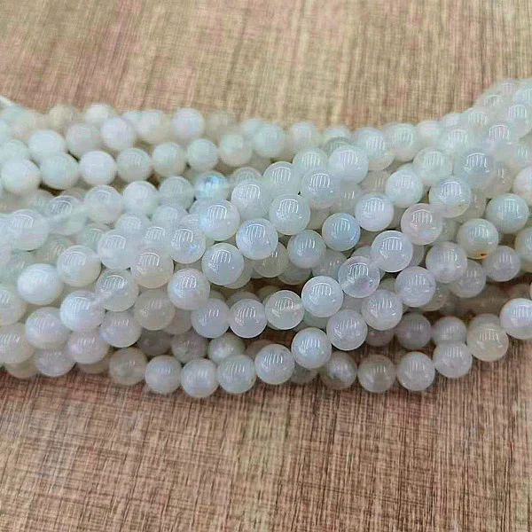 Wholesale Natural Smooth Gemstone Good Quality Blue Moonstone  Round Loose Stone Beads For Jewelry Making