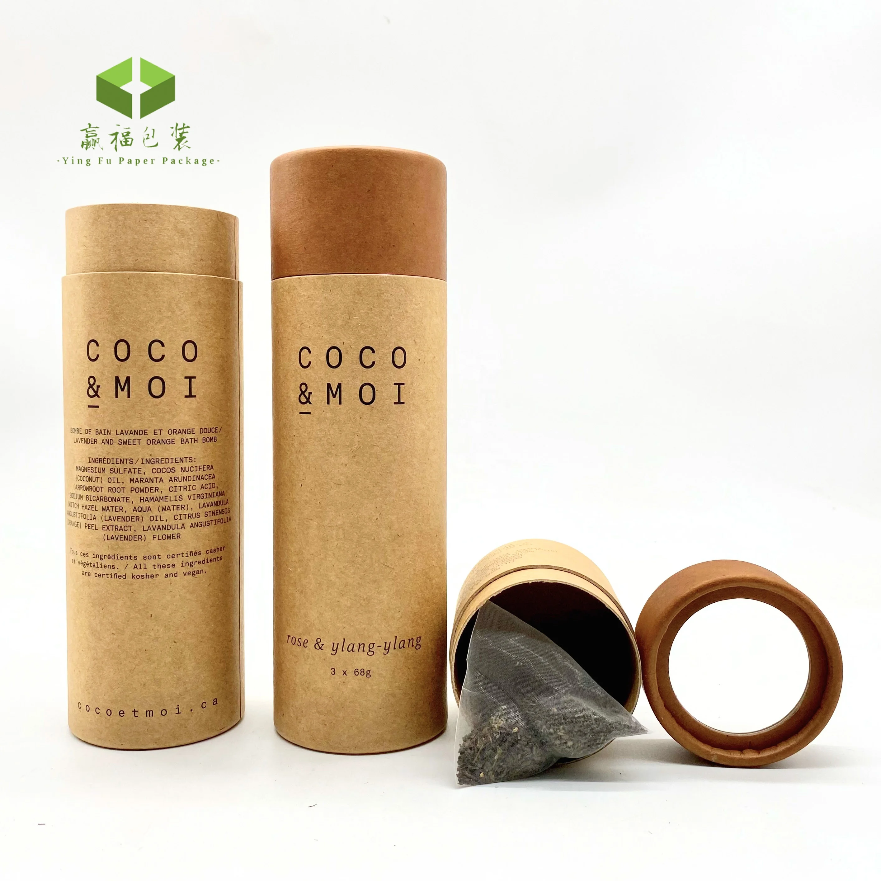 Custom transparent round electronic cylinder paper tube underwear packaging clear window pvc packaging incense food grade box