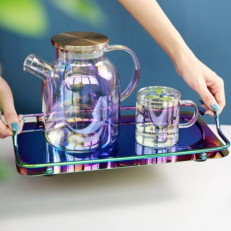 
Stocked Luxury Stainless Steel Metal Tray For Pitcher Jar Set 