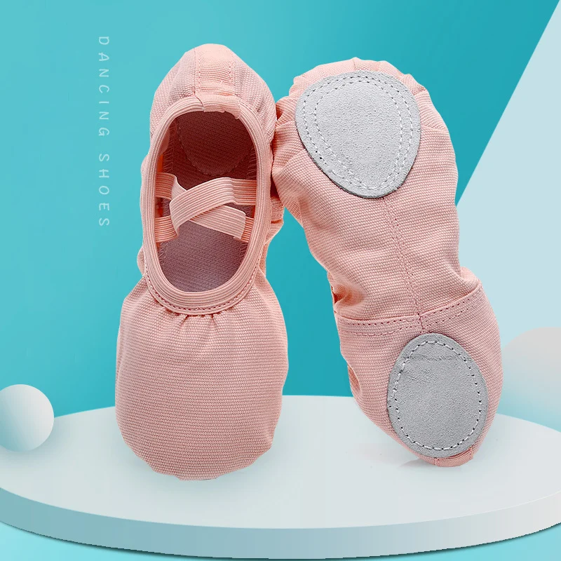 Hot Fashion Pink Canvas Flats Soft Shoes Elastic Band Shoes Best Ballet Shoes High Quality for Girls Kids