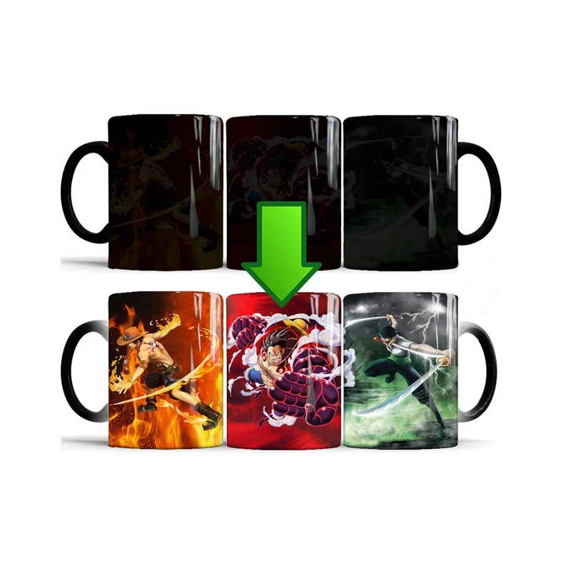 29 design Anime emon Slayer Monkey D. Luffy Magic Mug Porcelain Cup Discoloration Ceramic Cup with Hot Water