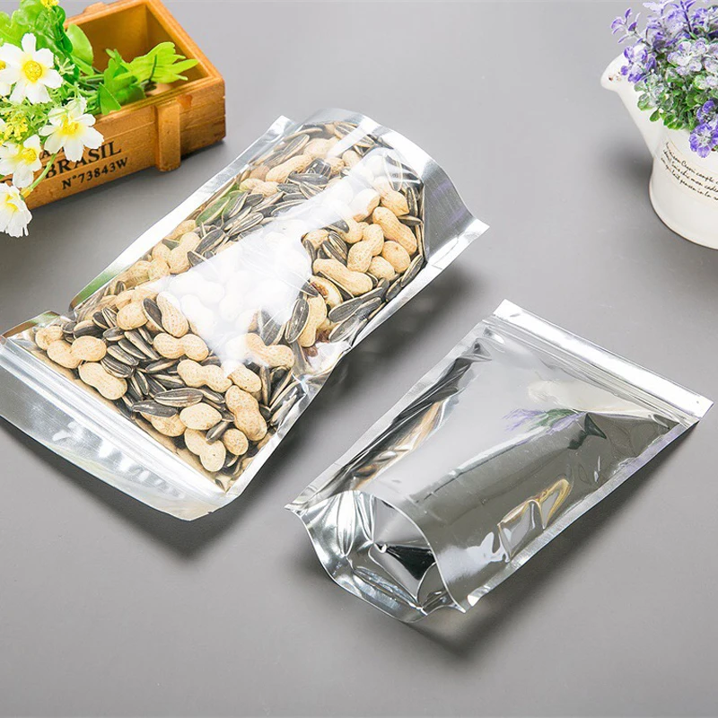 Transparent  Aluminum Foil Stand Up Pouch Doypack Packaging Zipper Bag With Resealable Ziplock