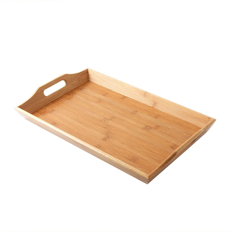 
Different Sizes Non Slip Breakfast Dinner Food Tray Bed Tray Wood Bamboo Tea Serving Tray With Handle 