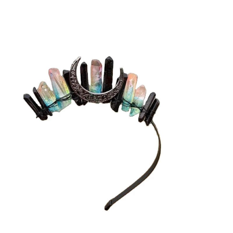 2023  TS  Wholesale DIY witch branches natural crystal hair accessories rainbow thread 20 tooth hair comb