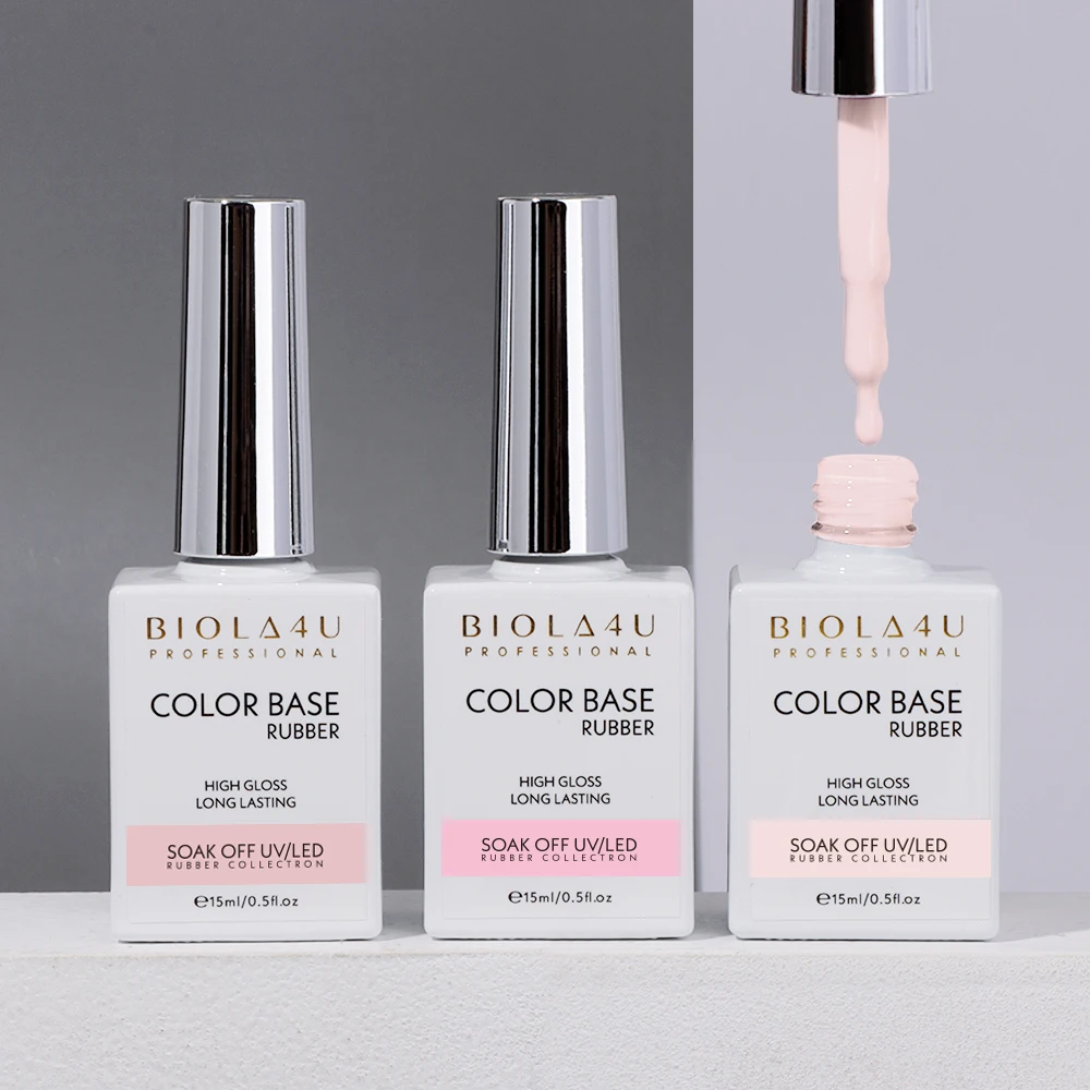 Nail Supplier Wholesale 15ml Soak Off UV/LED High Pigment Nail Art Gel Polish Nail Colour Base Rubber