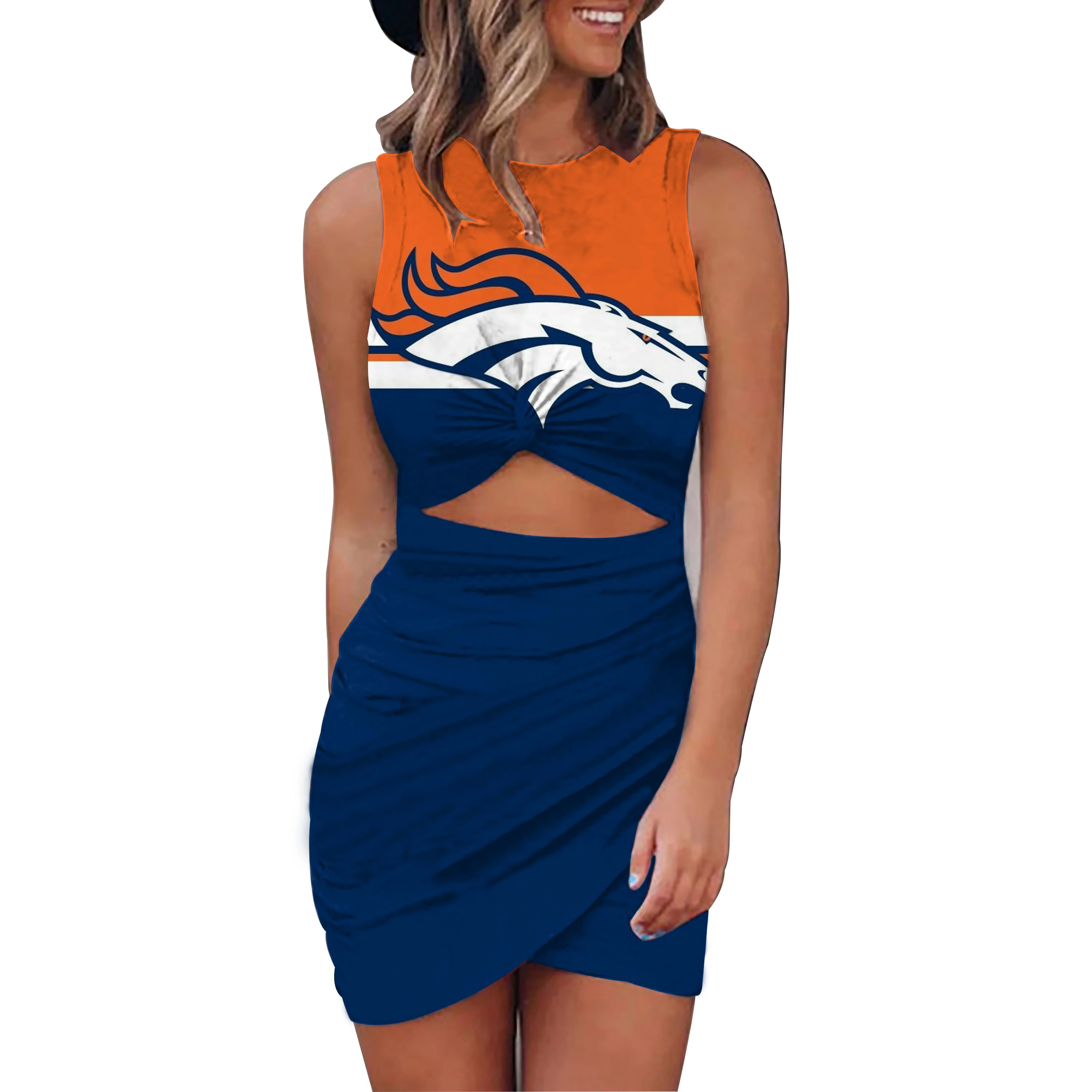 Summer Factory Wholesale Sexy Navel Cross Slim Midi Dress Custom Navel Bodycon Dress