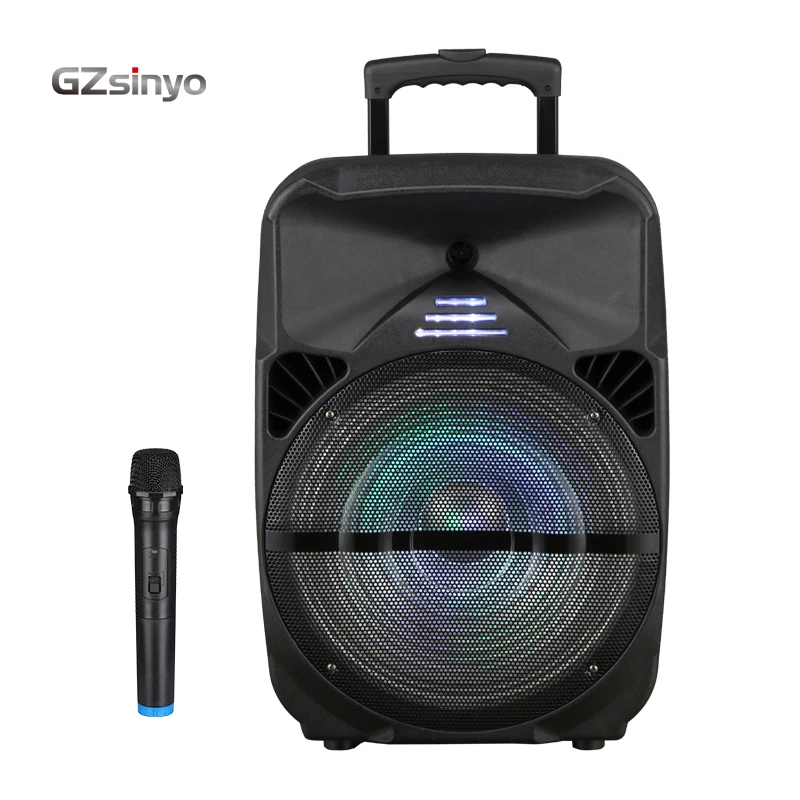 High quality active 15 inch  professional audio subwoofer rechargeable wireless bt trollry  speakers