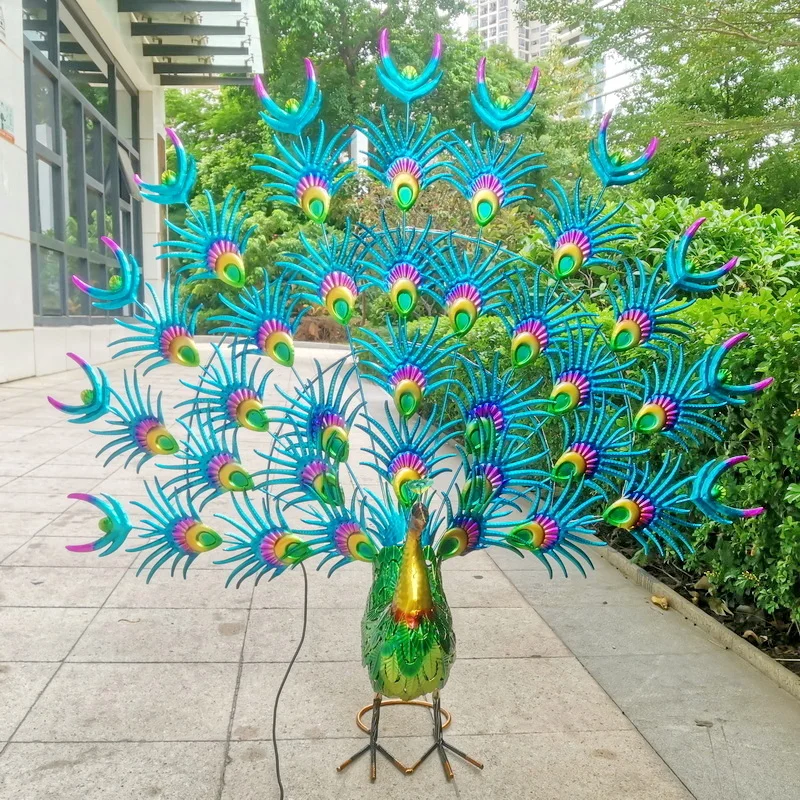 christmas decoration wedding gift lighting metal large peacock statue
