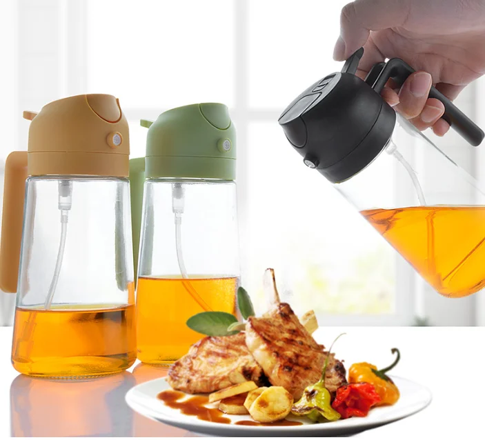 Sprayer Glass 2 in 1 kitchen Dispenseres for cooking oil spray bottle