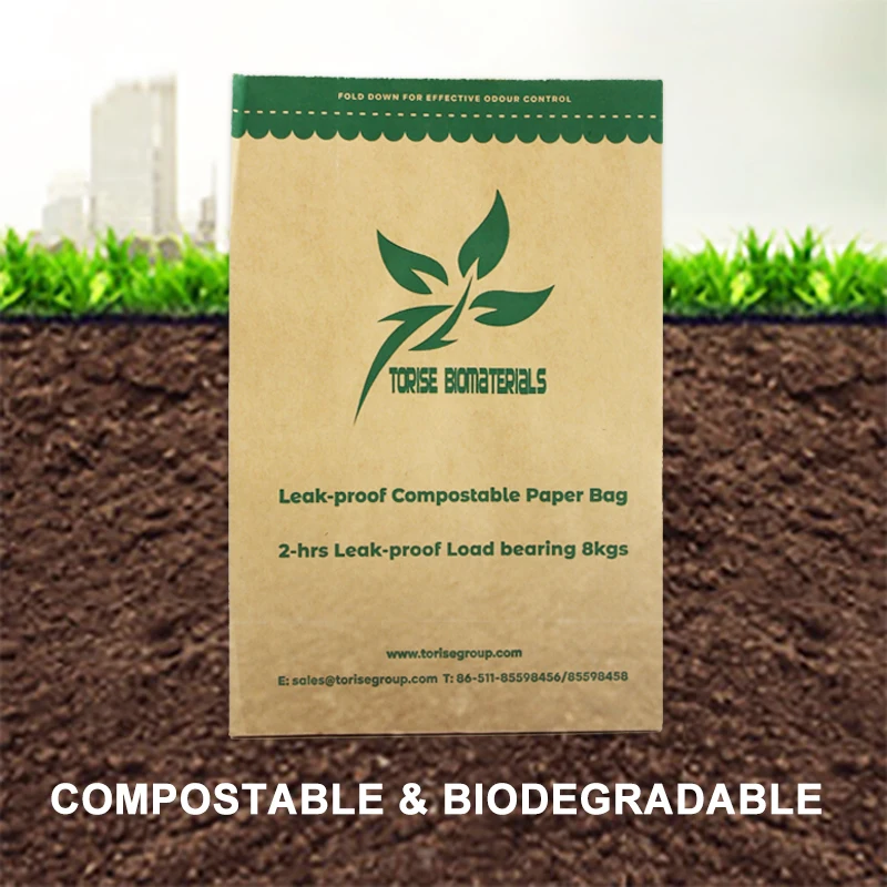 Kitchen Compostable Food Waste Bag 50 Pack 100% Paper Leak Resistant Liner Plastic Free Small Compostable Trash Bags