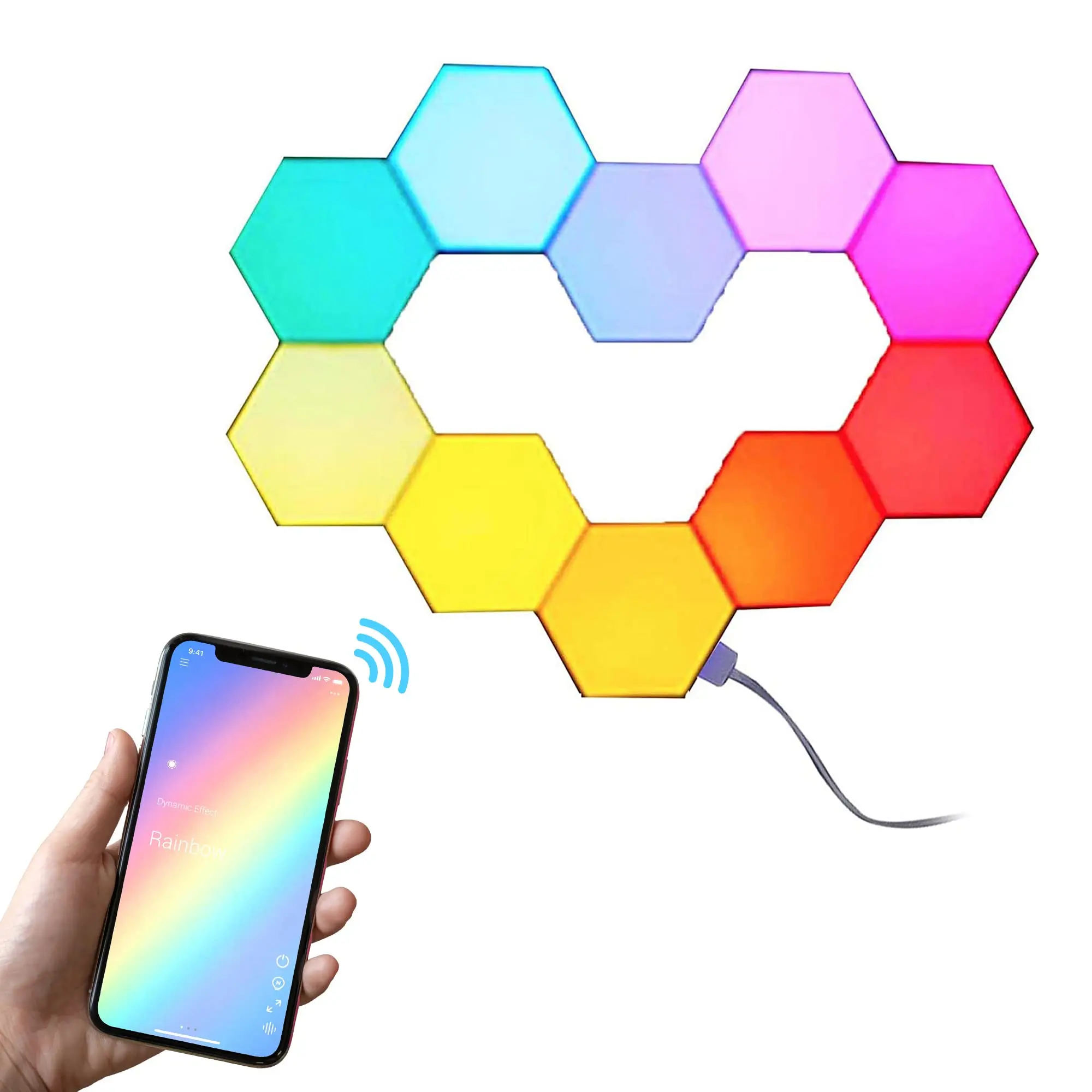 3D RGB Changing Hexlight Modular Touch Panels Wall Lighting Magnetic Honeycomb Quantum Lamp LED Hexagon Decoration Night Light