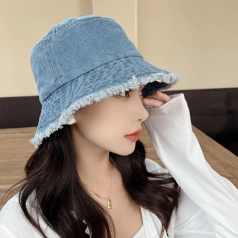 Vintage washes Denim bucket cap hip hop sun hats manufacture fisherman bucket Jeans hats