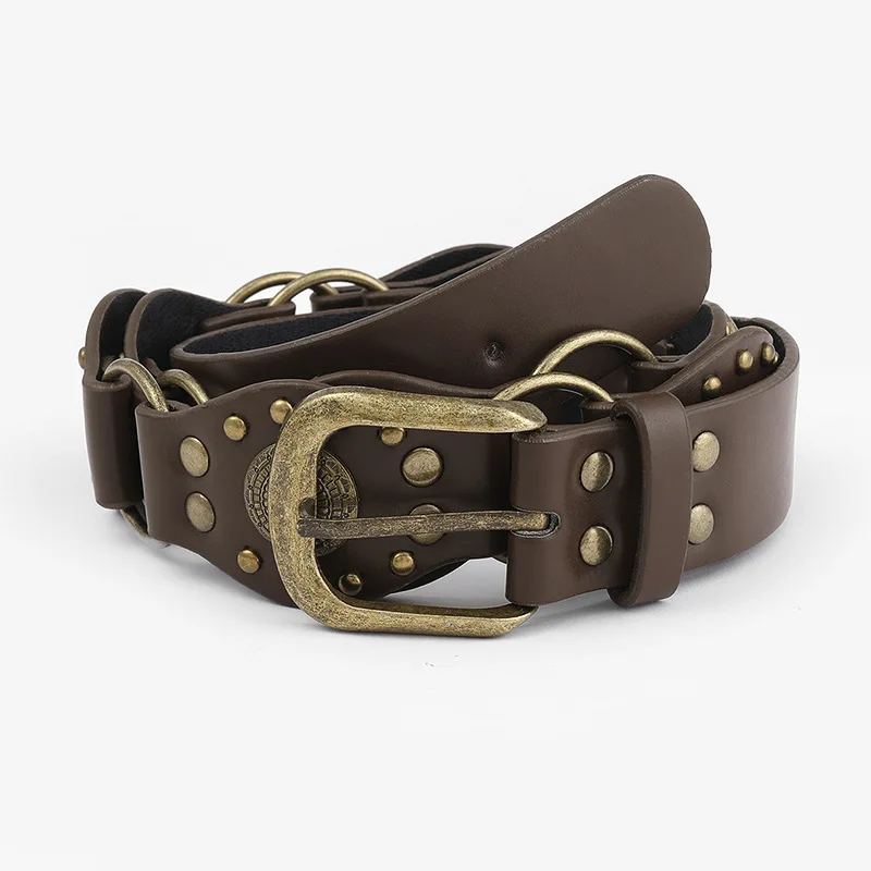 Custom Vintage Studs Concho Hot Girl Belt Western Cool pu leather Chain Belt