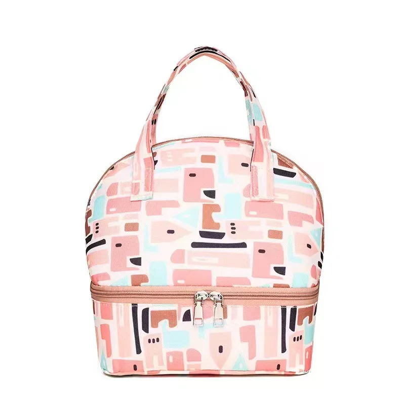 Storage fresh-keeping milk ice pack Mommy Handbag Double-Deck  Bottle Waterproof Insulated Thermal Cooler Storage Diaper Bag