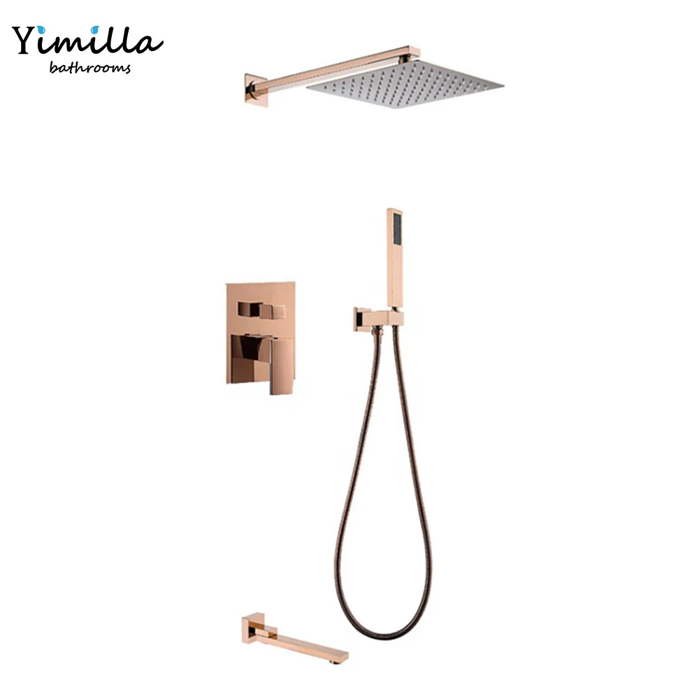Luxury bathroom shower mixer rose gold bath shower set concealed shower accessories