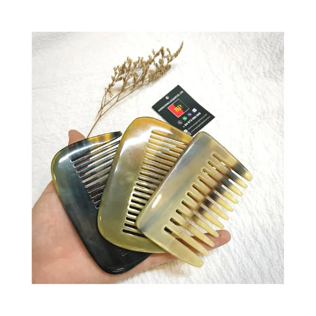 HORN COMB 100% MADE OF VIETNAM  BUFFALO HORN - Luxury handmade Small and short Buffalo Horn Massage, Carving Beauty Comb
