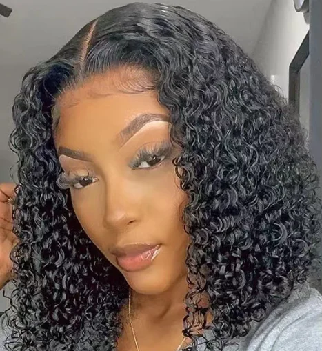 Wholesale Front Lace Curl Afro Curl Bob Wig For Black Women Size Selectable Synthetic Wig