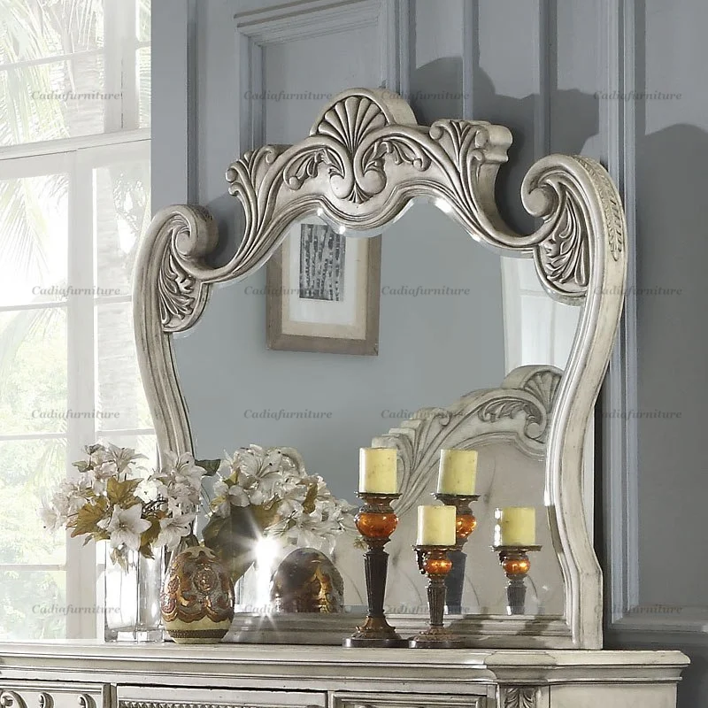 Роскошная дизайнерская двуспальная кровать rococo французская роскошная большого размера резная мебель для спальни с Кремовым ночным столом