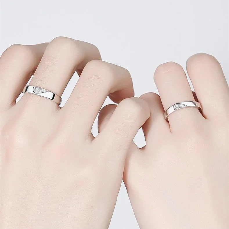 S925 sterling silver forever wedding ring knot concentric couple ring opening adjustable ring