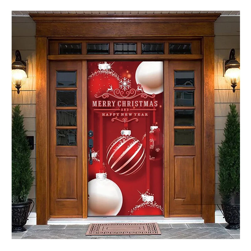 2023 Custom Logo Designed Festival Spandex Outdoor Hanging Campaign Christmas New Year Holiday Door Handle Cover Decoration Flag
