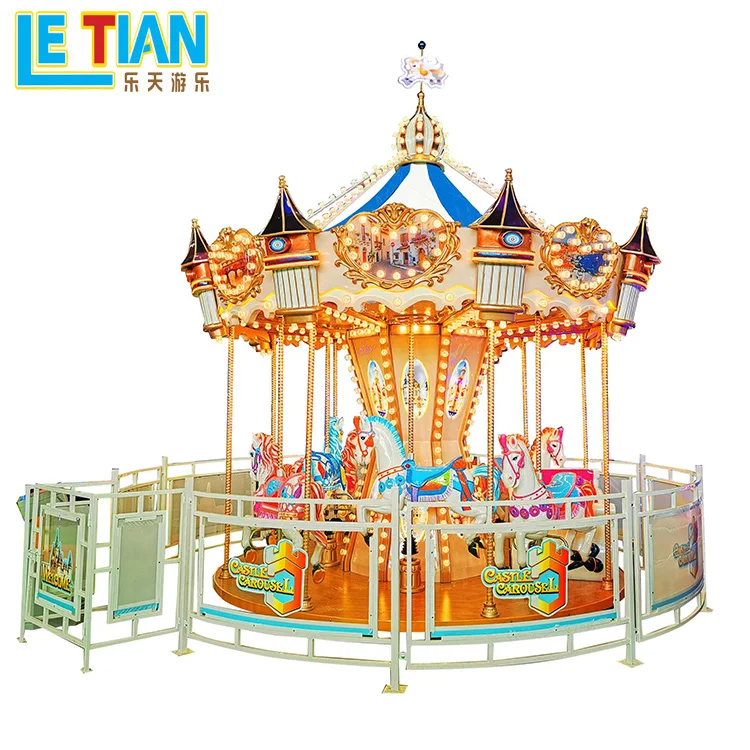Indoor games electric small merry go round amusement park coin operated kids mini carousel horse rides for sale