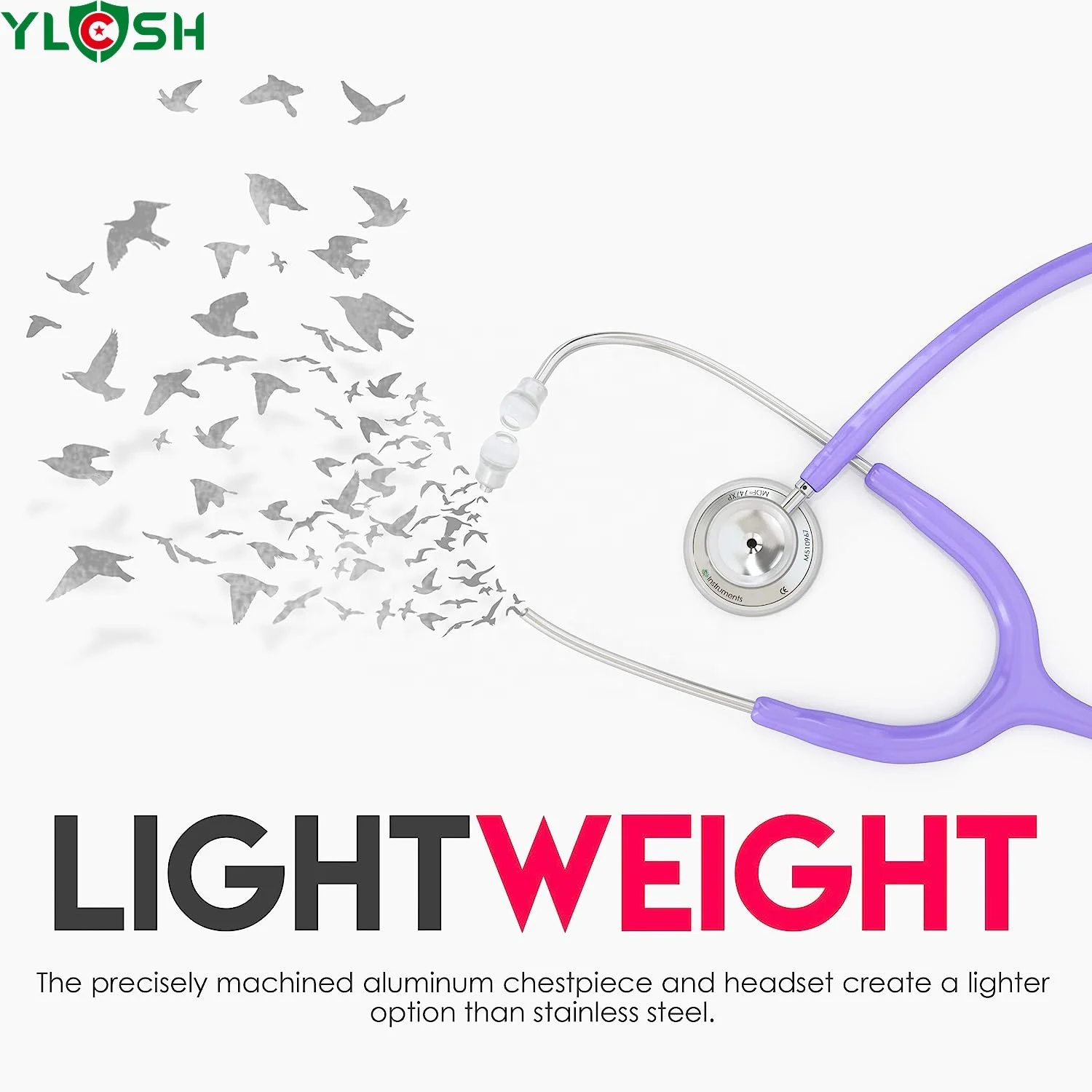 YLCSH Deluxe Lightweight Dual Head Stethoscope Lifetime-Warranty - Pastel Purple (YLCSH747XP-07) YLCSH stethoscope