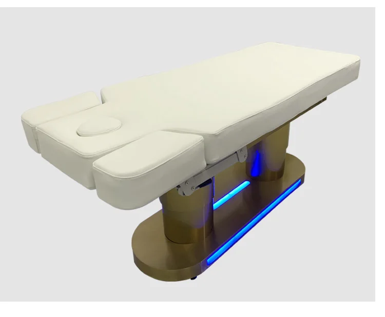 Luxury Electric Facial Bed Synthetic Leather  Salon Furniture Beauty Couch Adjustable Massage Foot Button Control Spa Facial