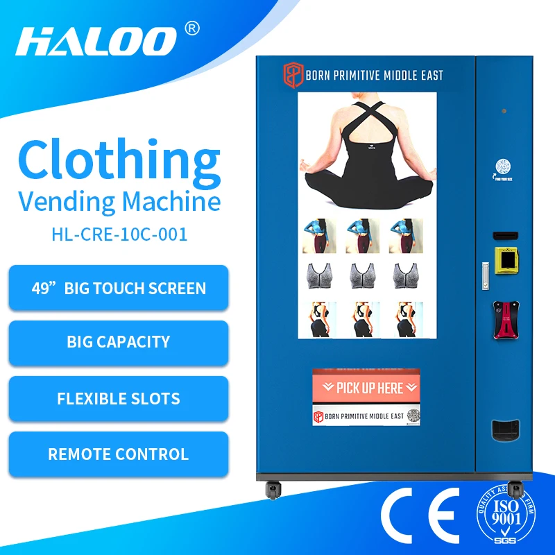 Haloo Vending Machine Supplier Electronic Big Touch Screen Clothes Automatic Clothing With Advertising