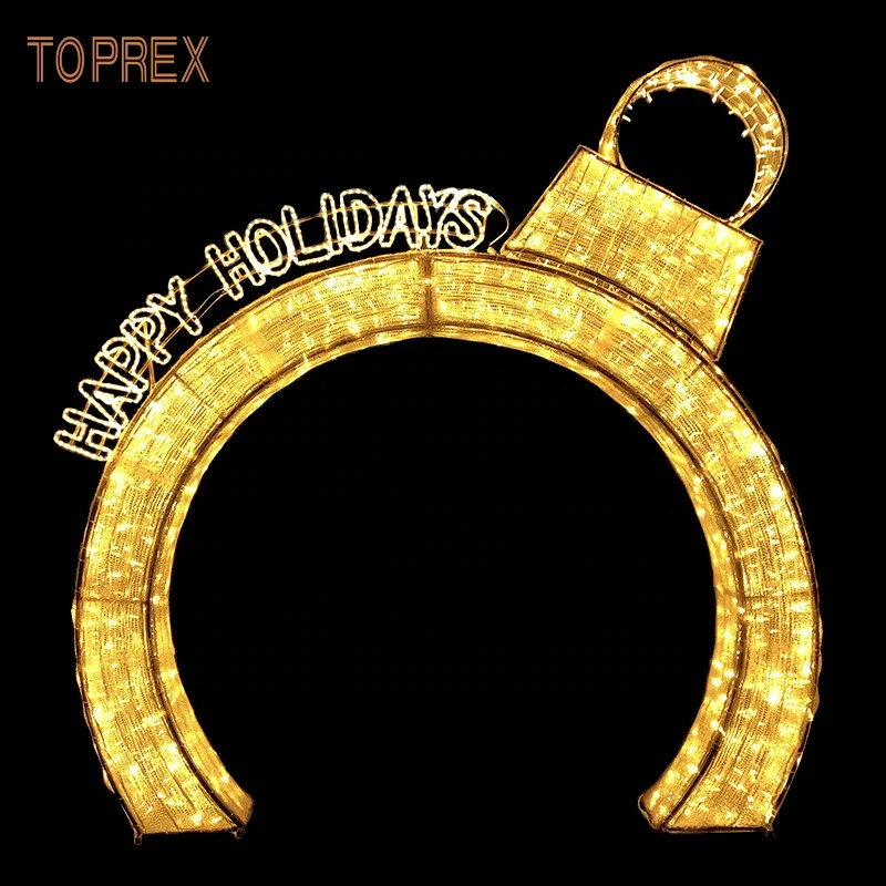 Happy holiday christmas new year event wedding decoration 3d golden acrylic art craft arch motif lights