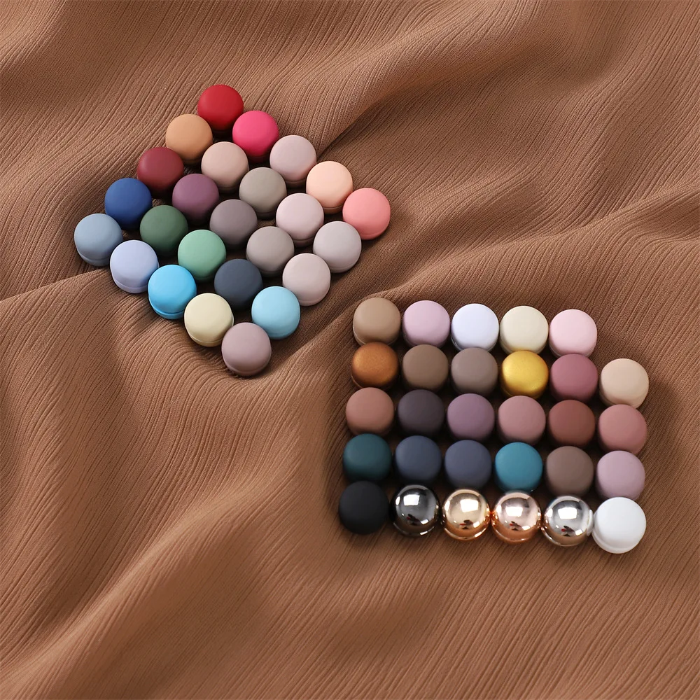 Hot Sell New Solid Color Macron Round Magnet Strong Scarf Buckle Malaysia Women Trend Hijabs Buckle Accessories Shawls Cufflinks