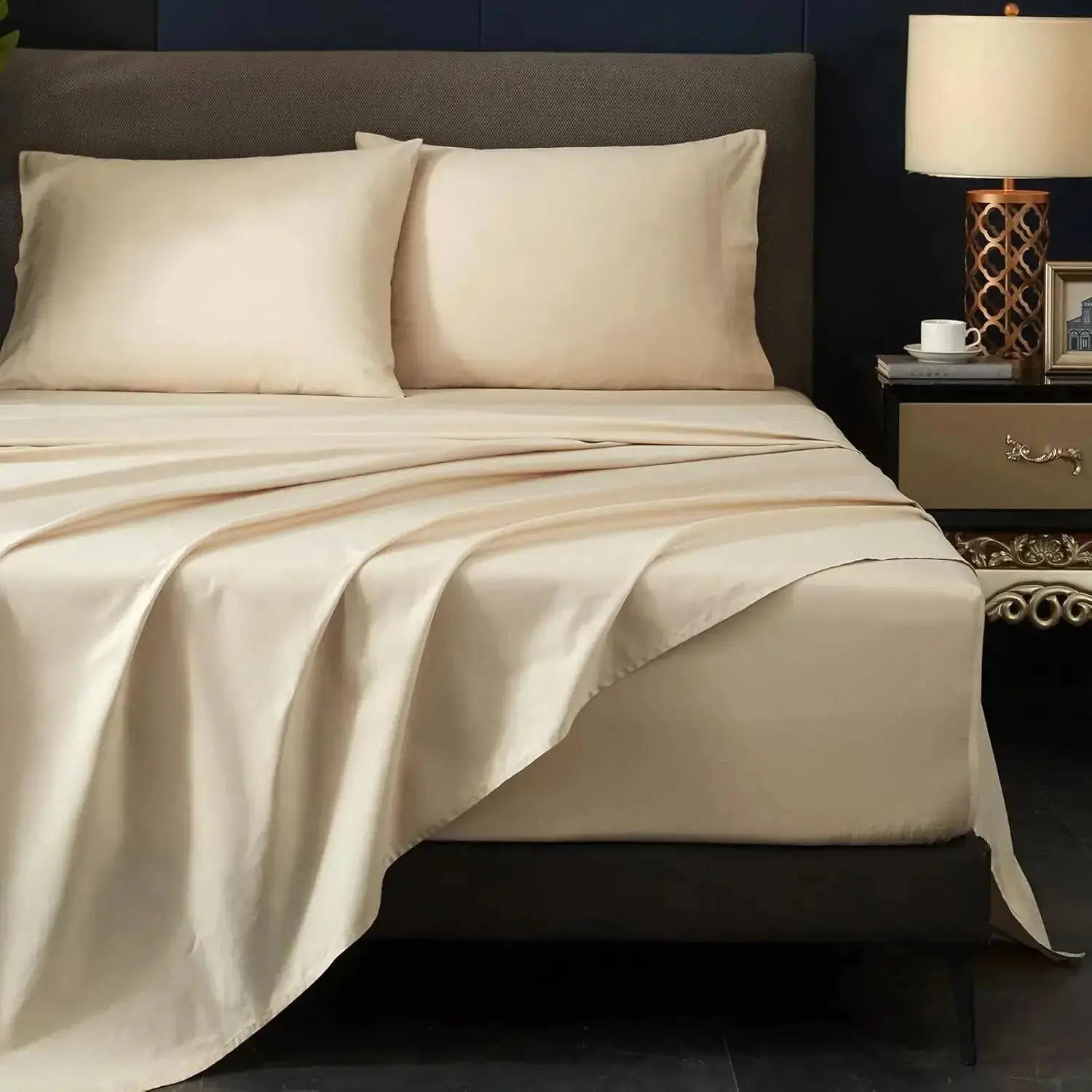 100% Egyptian Cotton Queen Sheets Set 600TC Luxury Bedding Sets Egyptian Cotton 5-Star Hotel Quality Breathable & Cooling