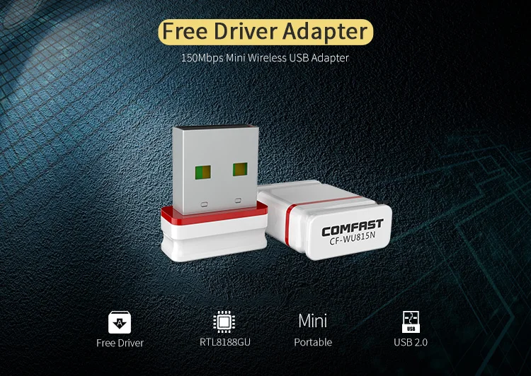 Заводская цена CF-WU815N Бесплатный драйвер 2 4 ГГц 802.11N Mini USB беспроводная карта Lan адаптер 150 Мбит/с Wifi Dongle