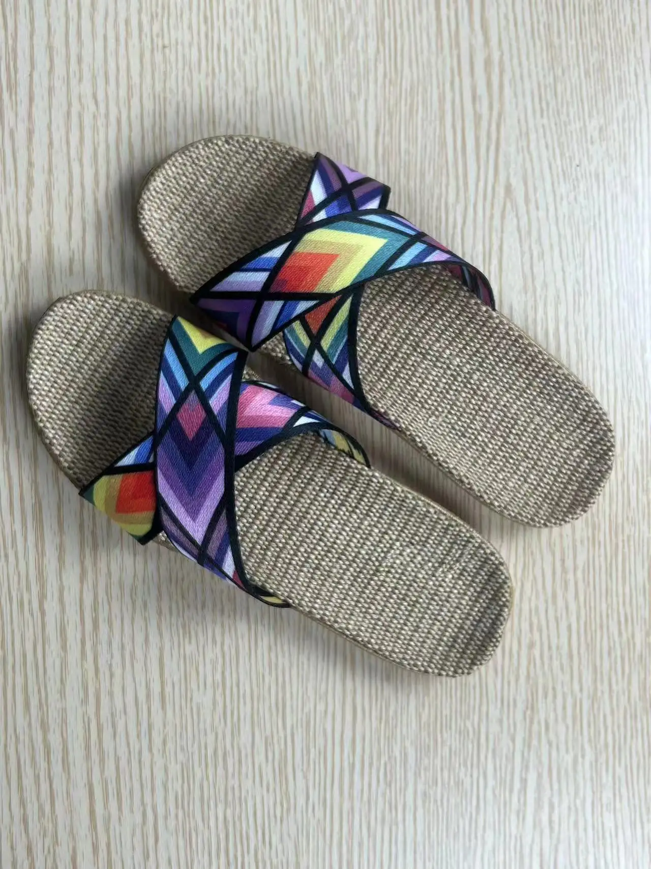 Fashion Women Linen Summer Beach Slippers Lightweight Women Slipper Open-Toe Breathable Anti-Slip Massage Shower Spa Bath Sandal