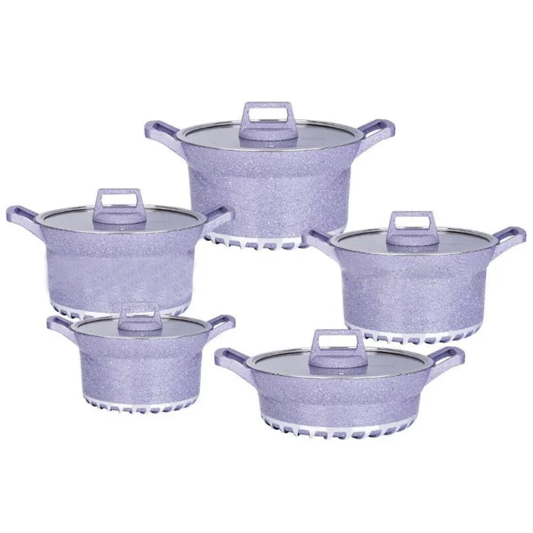 10 Pcs Set Aluminum Polished Deep Cooking Pots Set Large Cookware Sets with Different Sizes